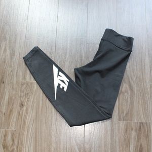 Nike Black Cotton Blend Logo Leggings